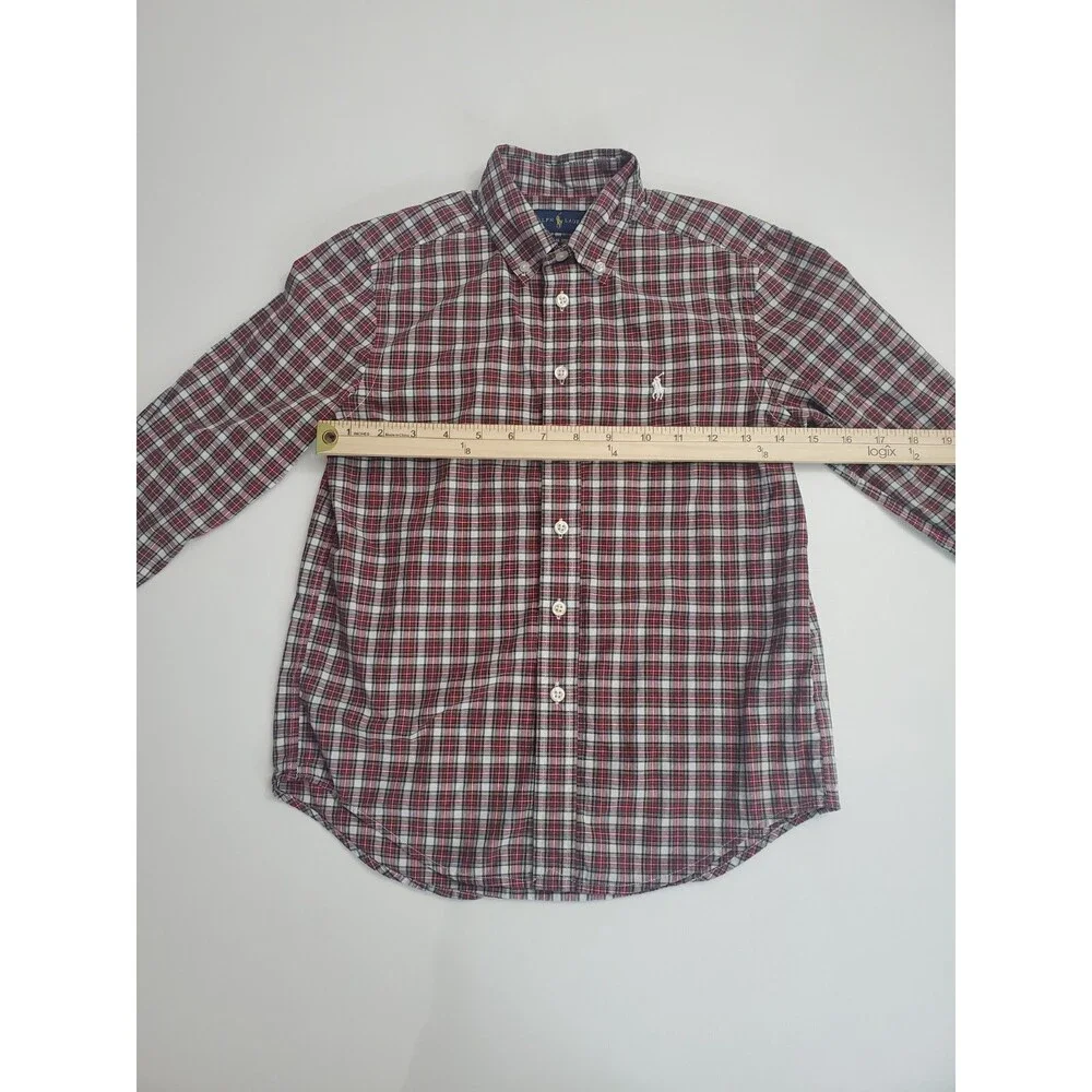 Ralph Lauren Boy's‎ Short Sleeve Button Casual Plaid Natural Fit Shirt, S (8)